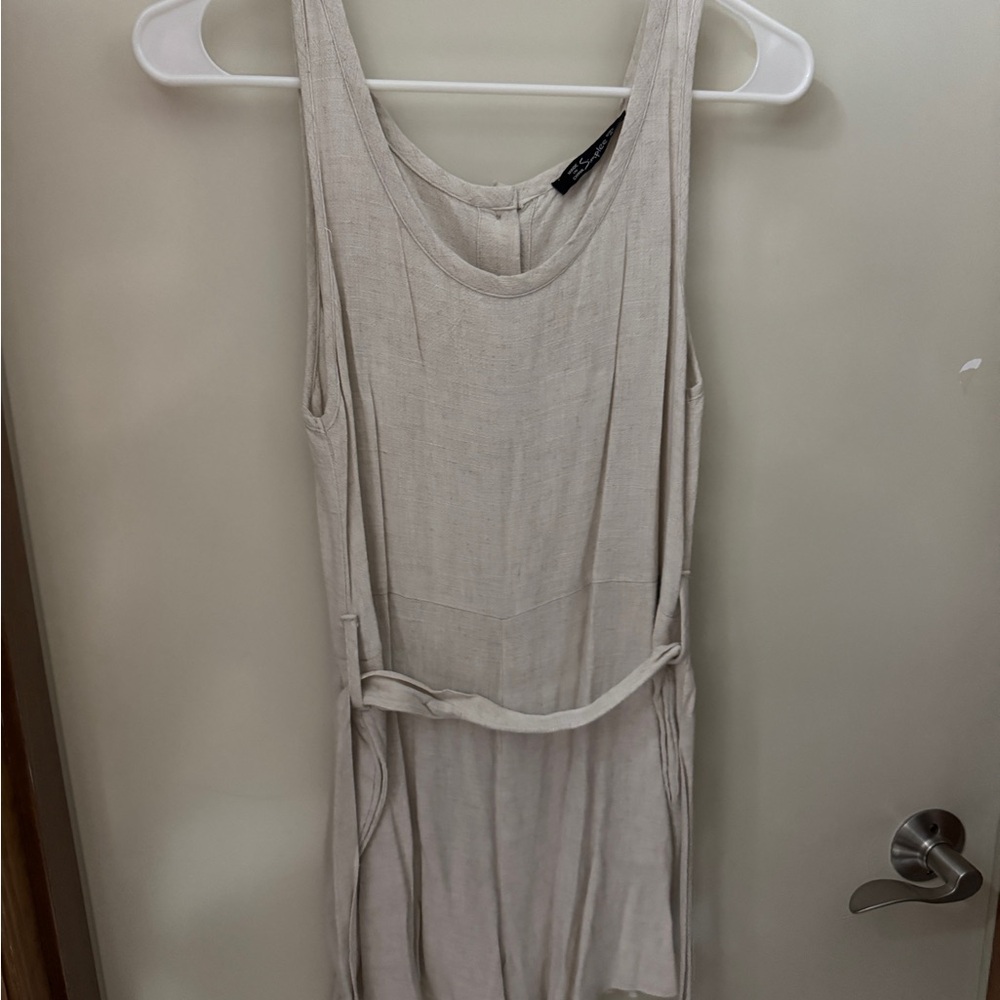 Sleeveless Beige Linen Romper